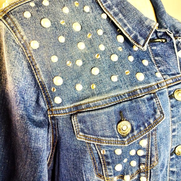 Upcycled Embellished Blue Denim Jean Jacket - Picture 5 of 5